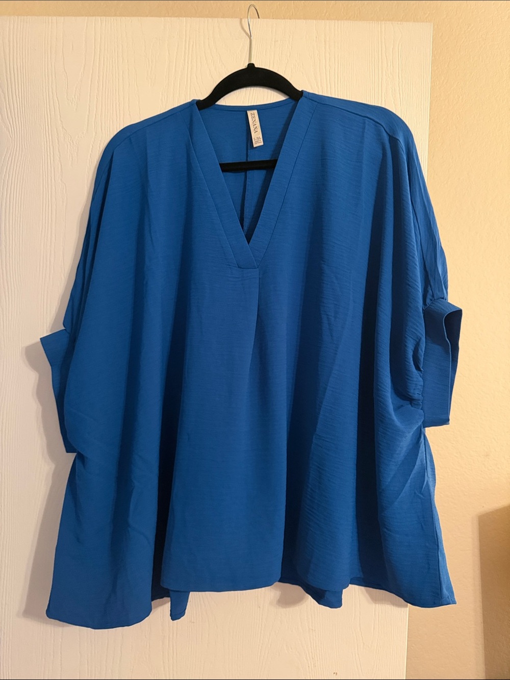 Zenana Outfitters Royal Blue V-Neck Flowing Blouse
